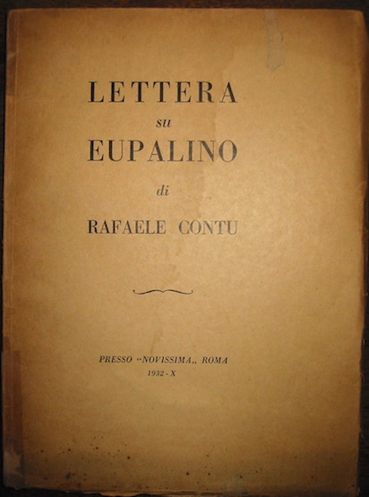 Rafaele Contu Lettera su Eupalino 1932 Roma presso 'Novissima'